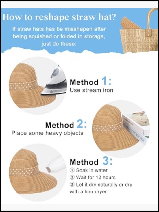 Wide Brim Straw Sun Hat Packable Floppy Beach Derby UPF 50+ Protection main image 6